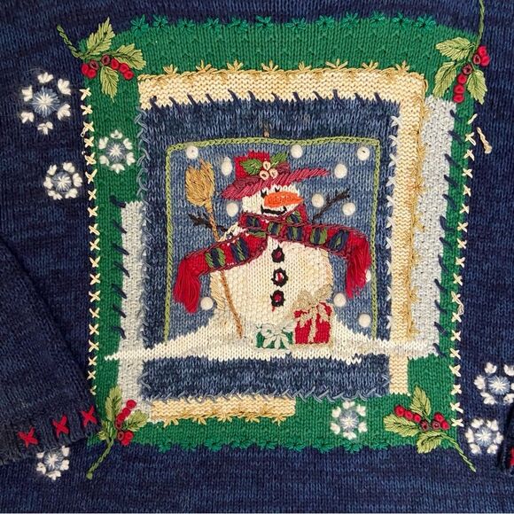 Vintage Tiara Int. Holiday “Snowman” Sweater size XL Christmas Novelty Cottage - Picture 4 of 9
